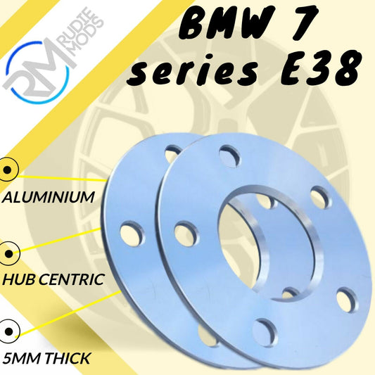 5mm Alloy Hubcentric Wheel Spacers 5x120 72.6 1 pair to fit BMW 7 series E38