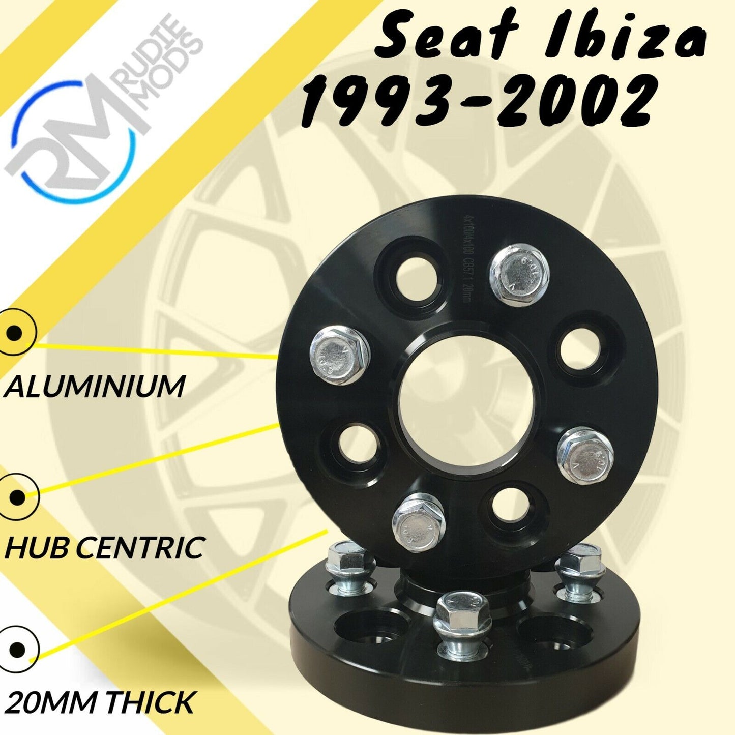 BLACK Seat Ibiza 1993-2002 4x100 20mm Hubcentric Wheel spacers 1 pair inc bolts