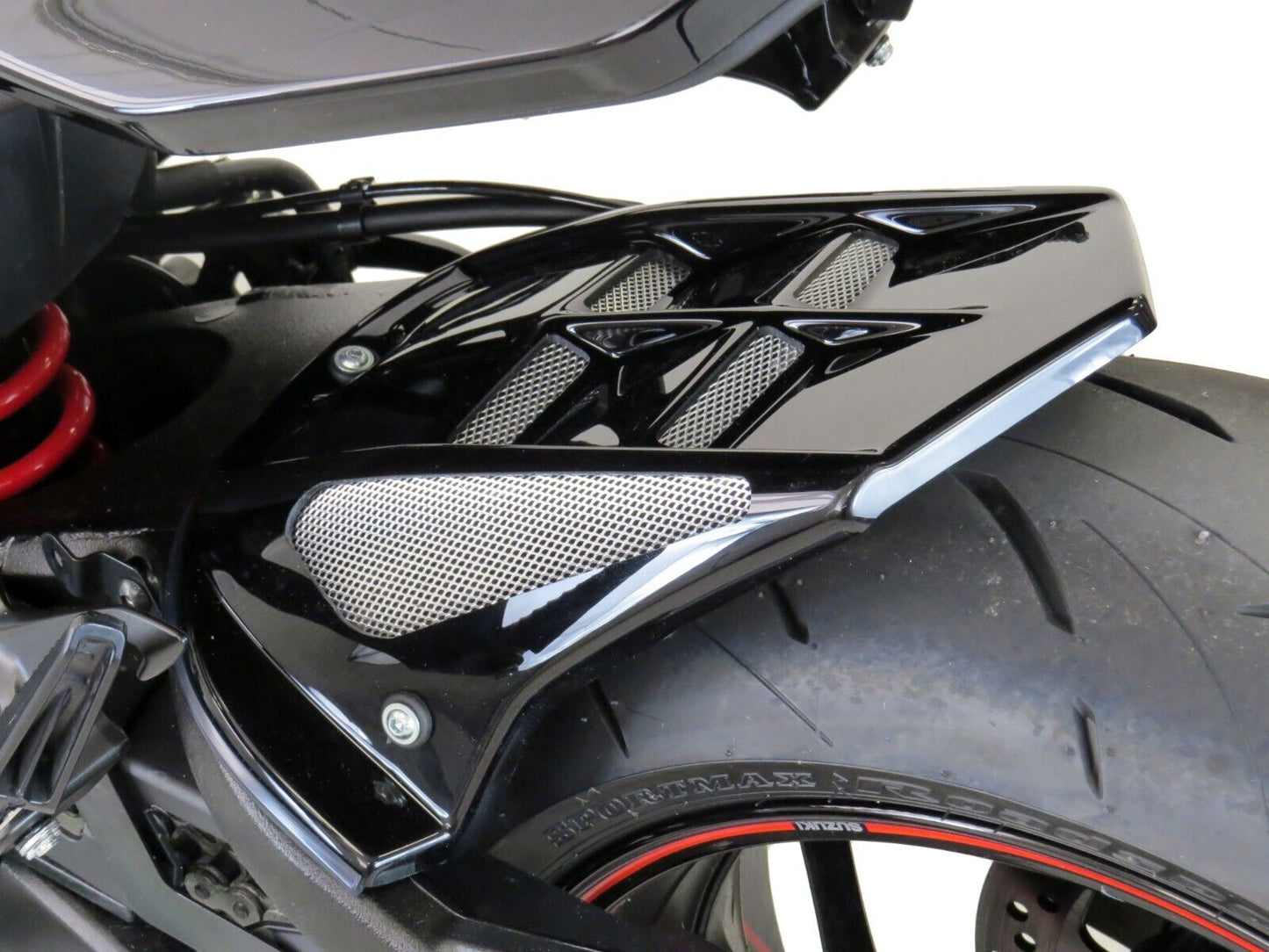 MATTE BLACK - SILVER MESH Hugger Rear Fender Mud Guard SUZUKI Katana 2019 - 2024