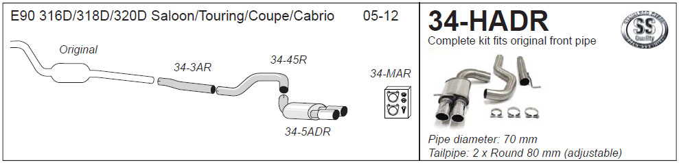 Jetex Exhaust for BMW 316D E90 2005-2012 Back Box