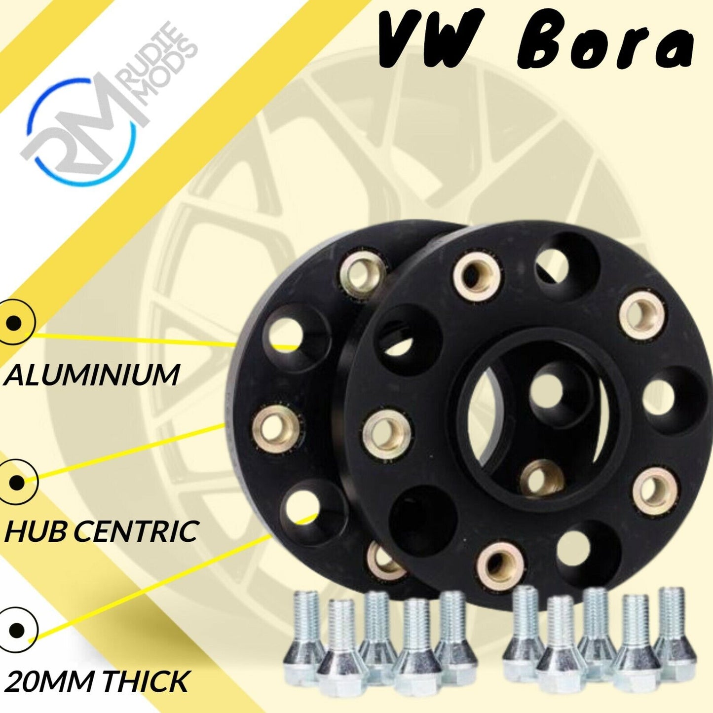 BLACK VW Bora 5x100 57.1 25mm ALLOY Hubcentric Wheel Spacers