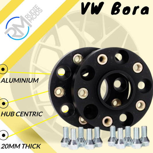 BLACK VW Bora 5x100 57.1 25mm ALLOY Hubcentric Wheel Spacers