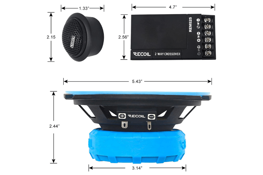 speakers component 130mm (5.25 inch) 160 watt PAIR REM525 RECOIL Echo-Series