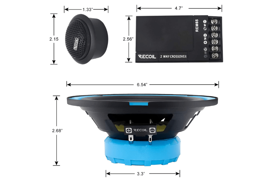 speakers component 165mm 6.5" 200 watt full-range PAIR REM65 RECOIL Echo-Series