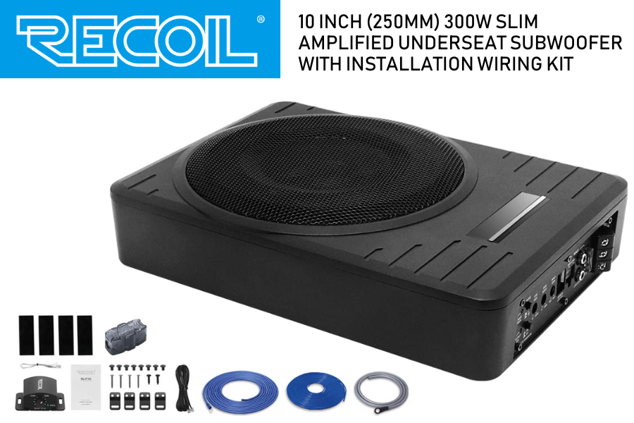 Component speakers 165mm & 10 inch amplified underseat subwoofer RECOIL