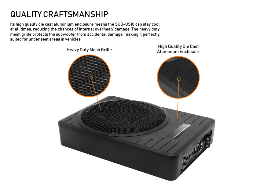 Component speakers 165mm & 10 inch amplified underseat subwoofer RECOIL