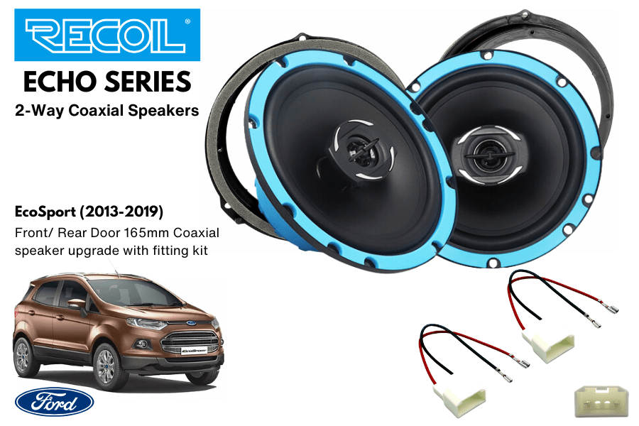 6.5 Inch coaxial speaker Front/ Rear Door upgrade fitting kit Ford EcoSport (2013-2019)