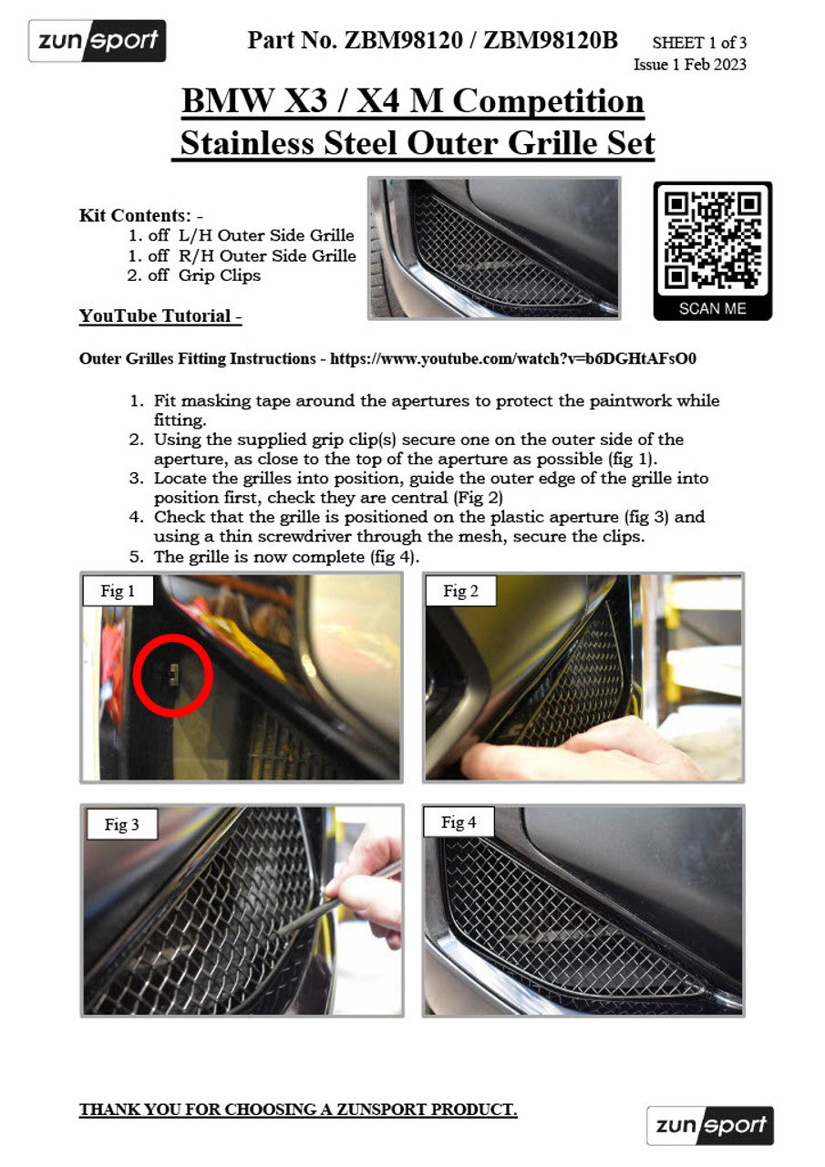 Zunsport Front Grille Set for BMW X3 / X4 M Competition ZBM98320P