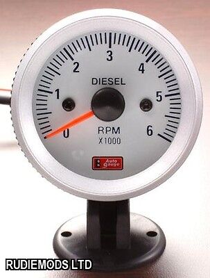 52mm White face Car Van Off Road 4x4 Diesel Rev Gauge Counter Tacho