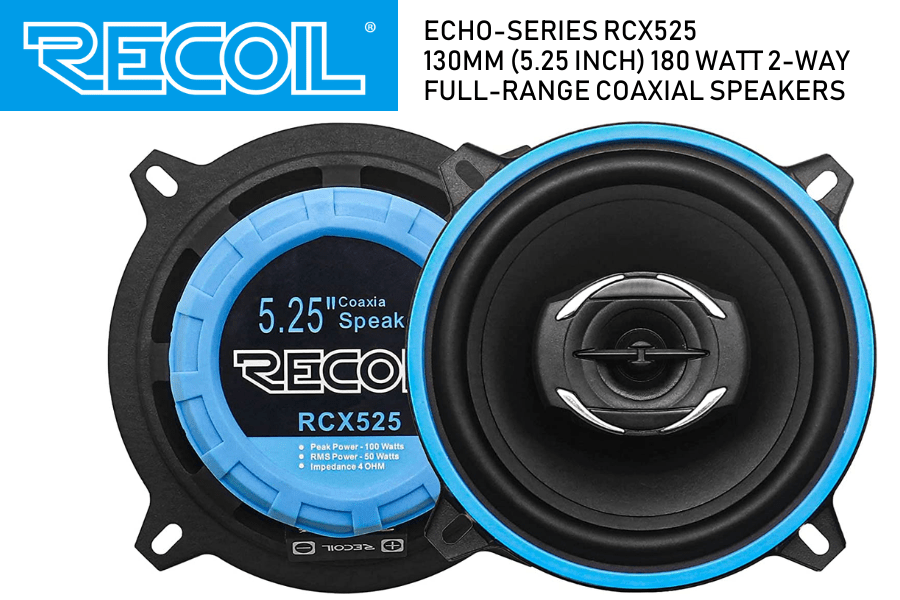 speakers coaxial car 130mm 5.25" 200 watt full-range PAIR RCX525 RECOIL Echo-Series