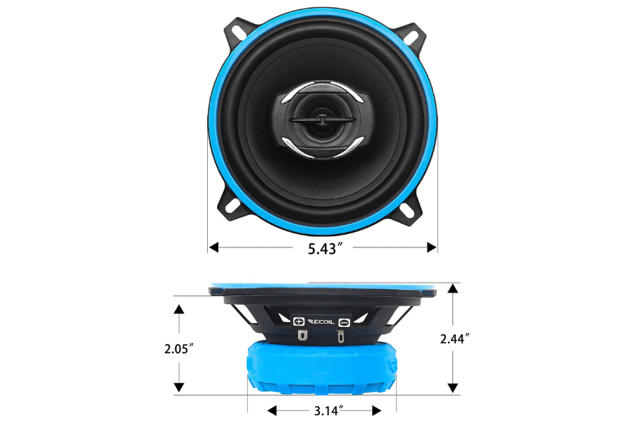 speakers coaxial car 130mm 5.25" 200 watt full-range PAIR RCX525 RECOIL Echo-Series