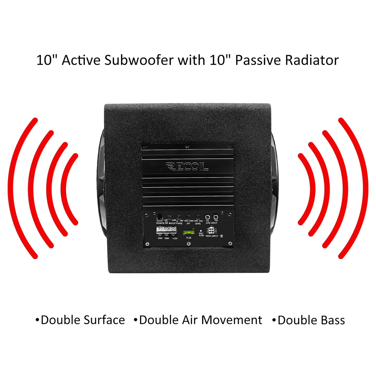 Active Subwoofer Speakers with Passive Radiator & Built-in 600W Amplifier RECOIL