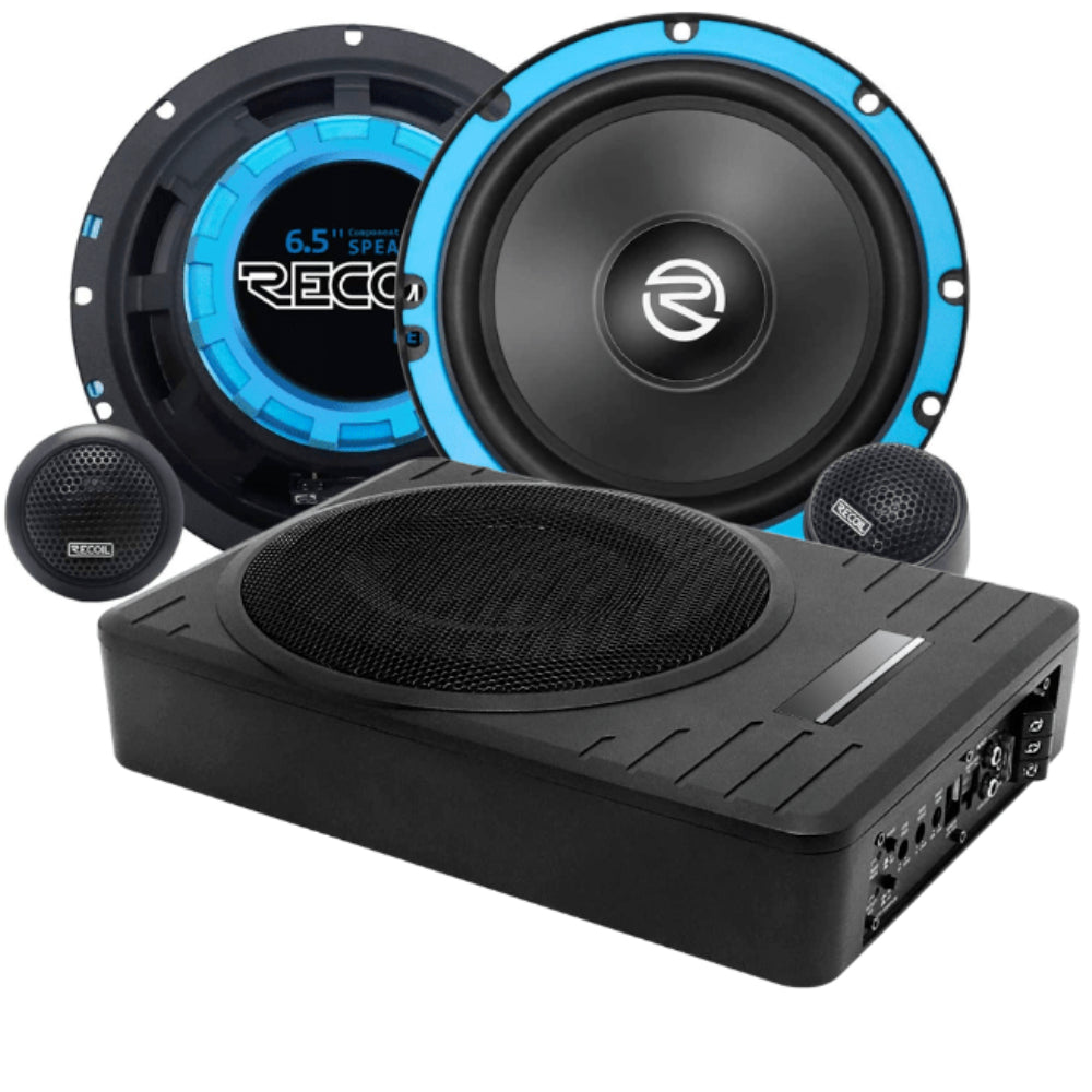 Component speakers 165mm & 10 inch amplified underseat subwoofer RECOIL