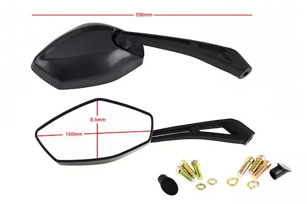 Trapezium Motorcycle Handle bar mounted Mirror Glass 10mm Oxford
