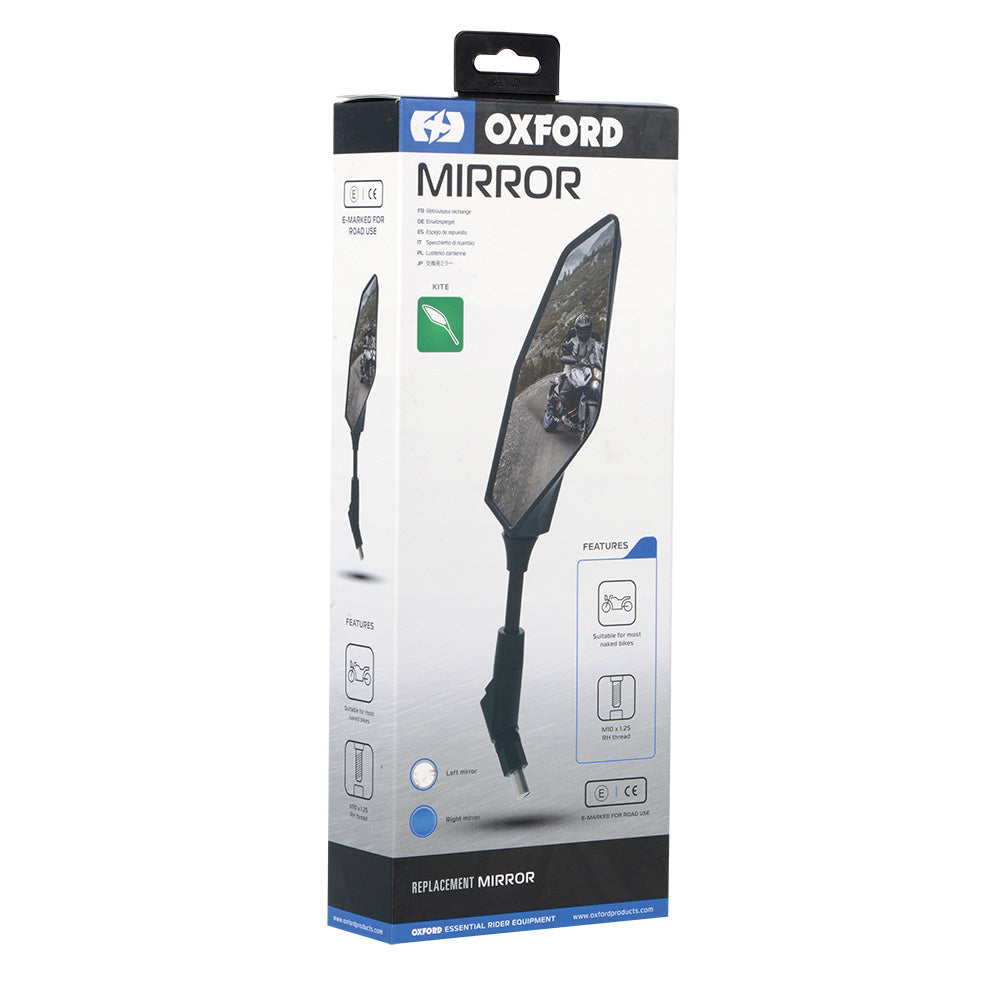 Kite Motorcycle Handle bar mounted Mirror Glass 10mm thread Oxford left & right
