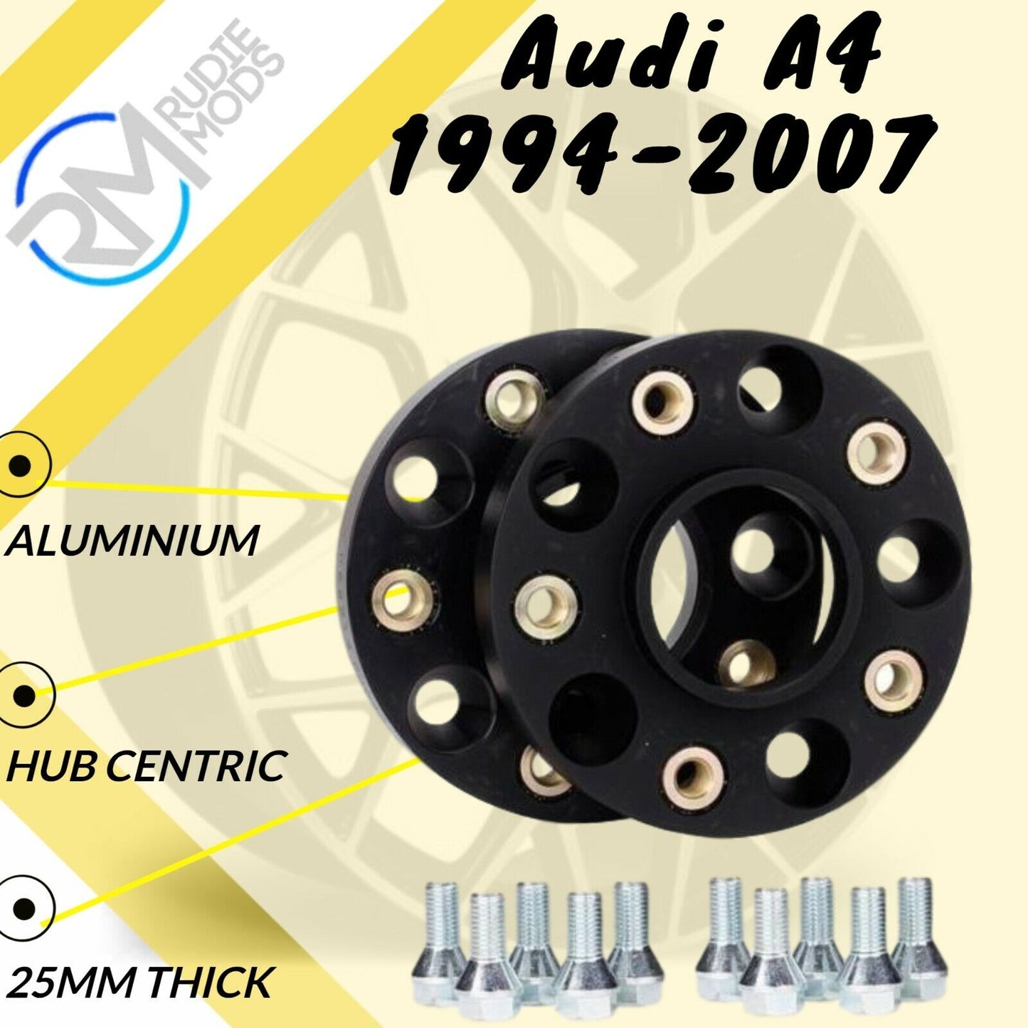 BLACK Audi A4 1994-2007 5x112 57.1 25mm ALLOY Hubcentric Wheel Spacers