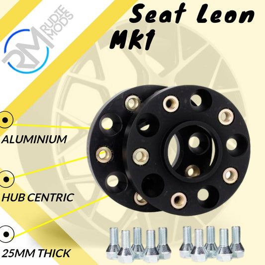 BLACK Seat Leon MK1 5x100 57.1 25mm ALLOY Hubcentric Wheel Spacers