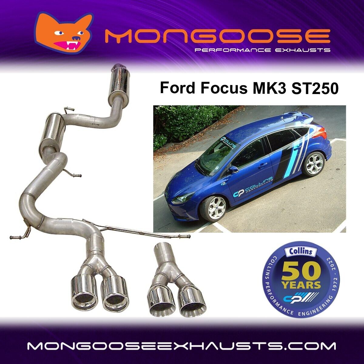Mongoose Cat Back Exhaust Ford Focus Mk3 ST250 2012 on hatchback