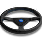 Momo Montecarlo Leather Steering Wheel 350mm Blue Stitching & Blue Horn Button