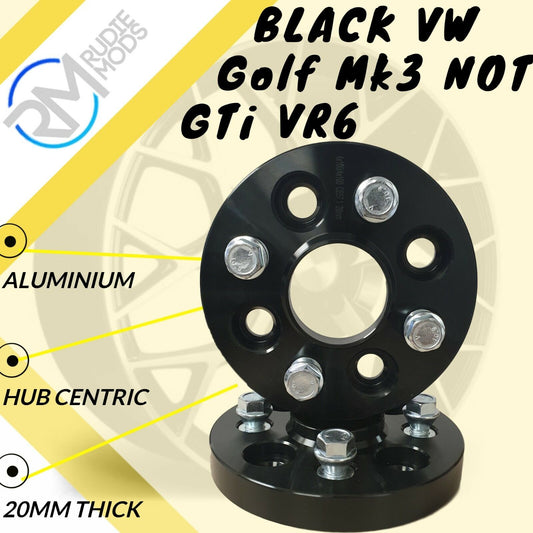 BLACK VW Golf Mk3 NOT GTi VR6 4x100 20mm Hubcentric Wheel spacers 1 pair