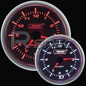 Prosport 52mm Super Smoked Amber / White Analogue Clock 12hr Gauge
