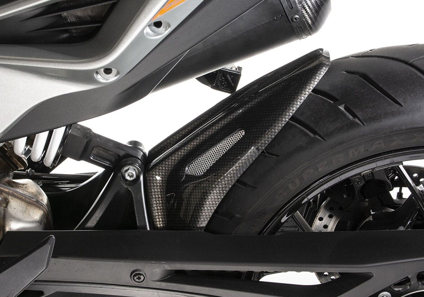 Hugger Rear Guard KTM 790 DUKE 18-20, 890 DUKE R 20-23 CARBON LOOK - SILVER MESH