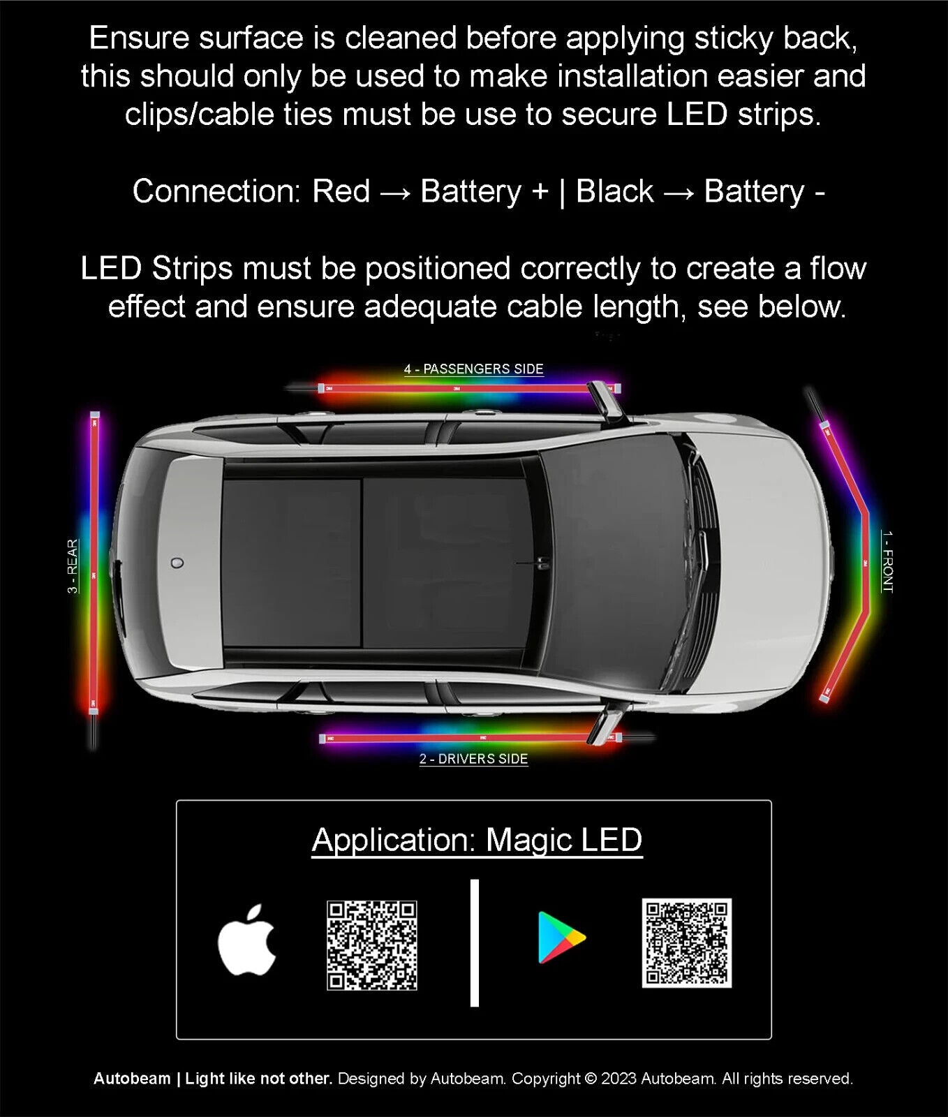 LED Ambient Car Underglow Kit by Autobeam - Large Size