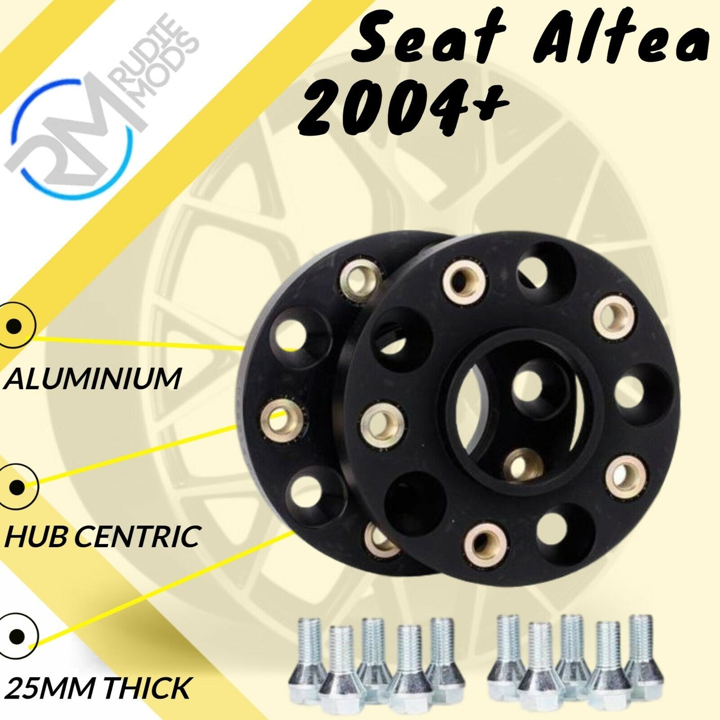 BLACK Seat Altea 2004 Onwards 5x112 57.1 25mm ALLOY Hubcentric Wheel Spacers