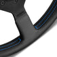 Momo Montecarlo Leather Steering Wheel 350mm Blue Stitching & Blue Horn Button