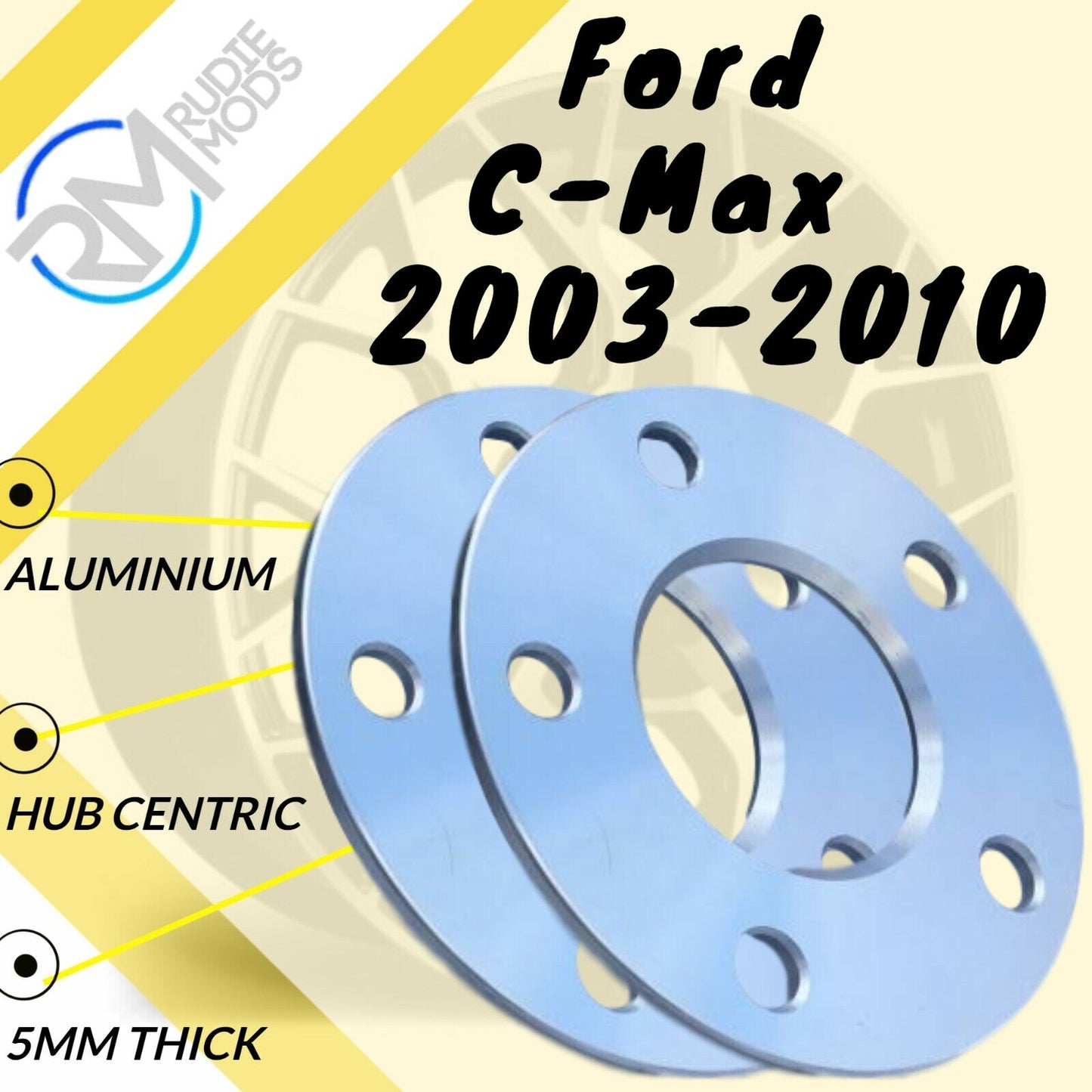 Ford C-Max 2003-2010 5mm alloy hubcentric wheel spacers 5x108 PCD