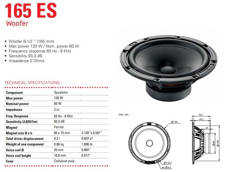 BLAM 165ES 165mm (6.5") EXPRESS 2-Way component speakers (PAIR) 60w RMS