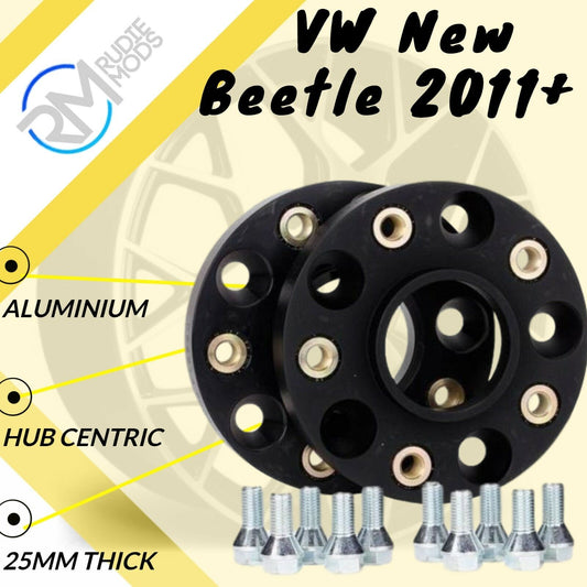 BLACK VW New Beetle 2011 Onwards 5x112 57.1 25mm ALLOY Hubcentric Wheel Spacers