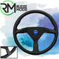 Momo Montecarlo Leather Steering Wheel 350mm Blue Stitching & Blue Horn Button