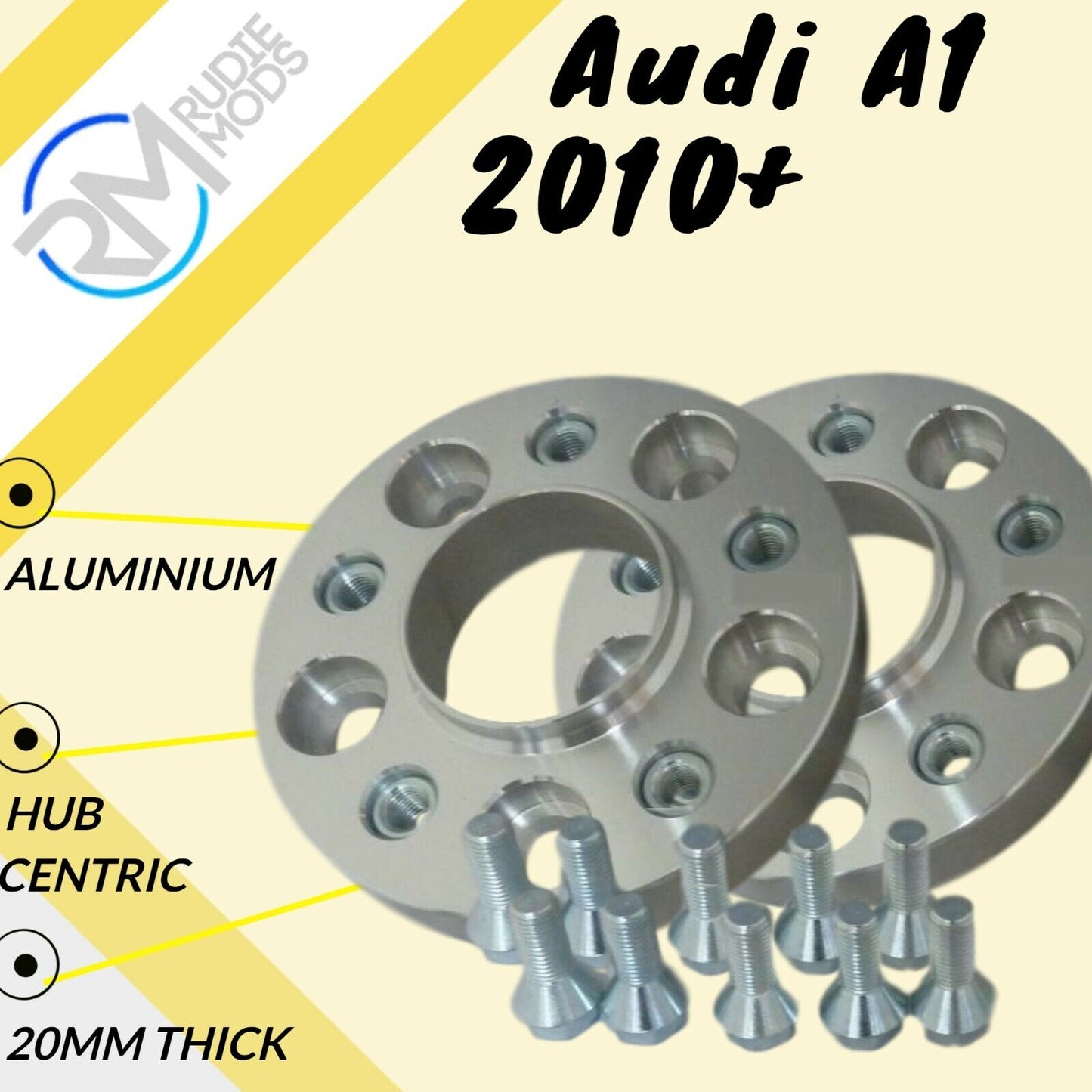 Audi A1 2010 Onwards 20mm ALLOY Hubcentric Wheel Spacers 1 pair