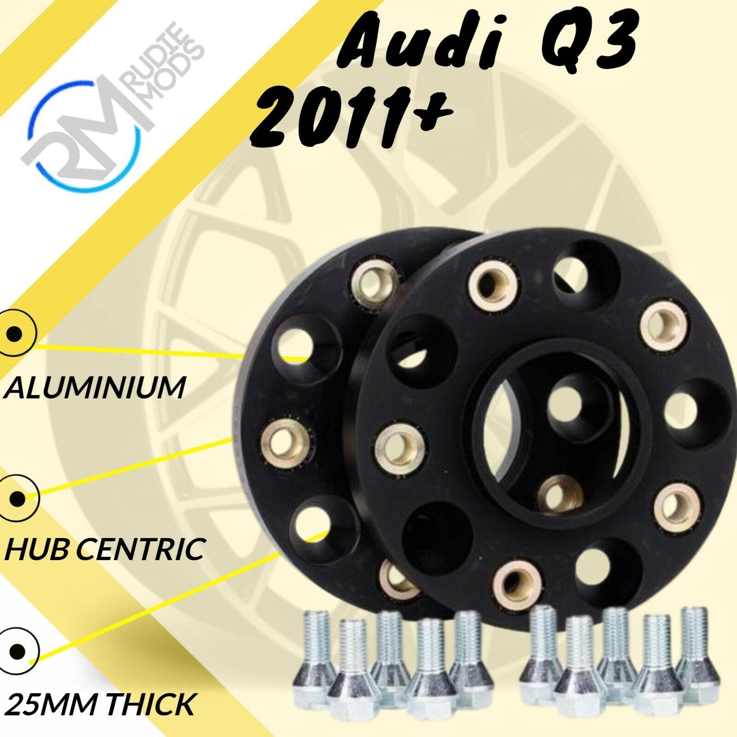 BLACK Audi Q3 2011 Onwards 5x112 57.1 25mm ALLOY Hubcentric Wheel Spacers