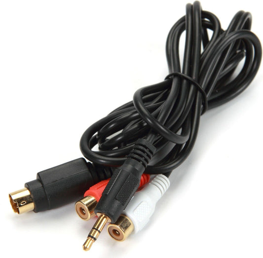 Audiovox AACC-106-AUX 6 Ft. DUO AUX Cable: 8-Pin DIN to 3.5mm Mini and RCA