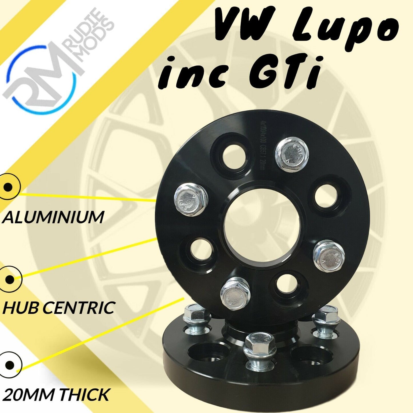 BLACK VW Lupo inc GTi 20mm Alloy Hubcentric Wheel Spacers 4x100 PCD 57.1 CB