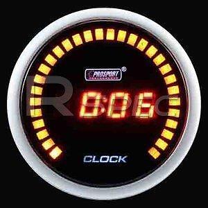 Prosport 52mm Black Digital Clock Gauge with RED time display
