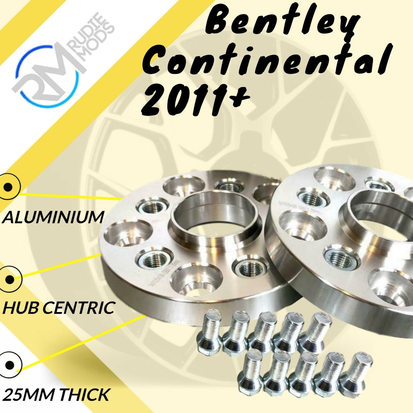 Bentley Continental 2011 on 25mm Hubcentric Wheels Spacers 1 pair 5x112