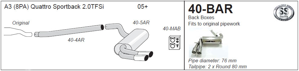 Jetex Exhaust for Audi A4 (B5) Quattro 1.8/1.8T/1.9TDi 1994-2000 Half System