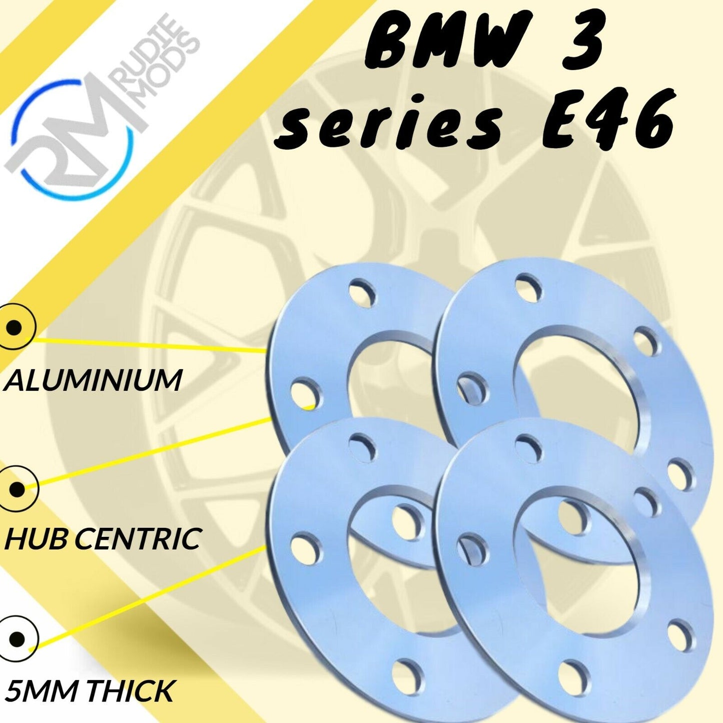 5mm Alloy Hubcentric Wheel Spacers 5x120 72.6 2 pairs to fit BMW 3 series E46