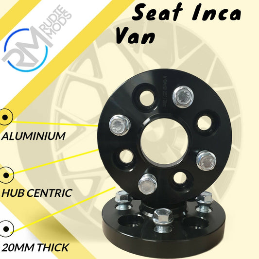 BLACK Seat Inca Van 4x100 20mm Hubcentric Wheel spacers 1 pair inc bolts
