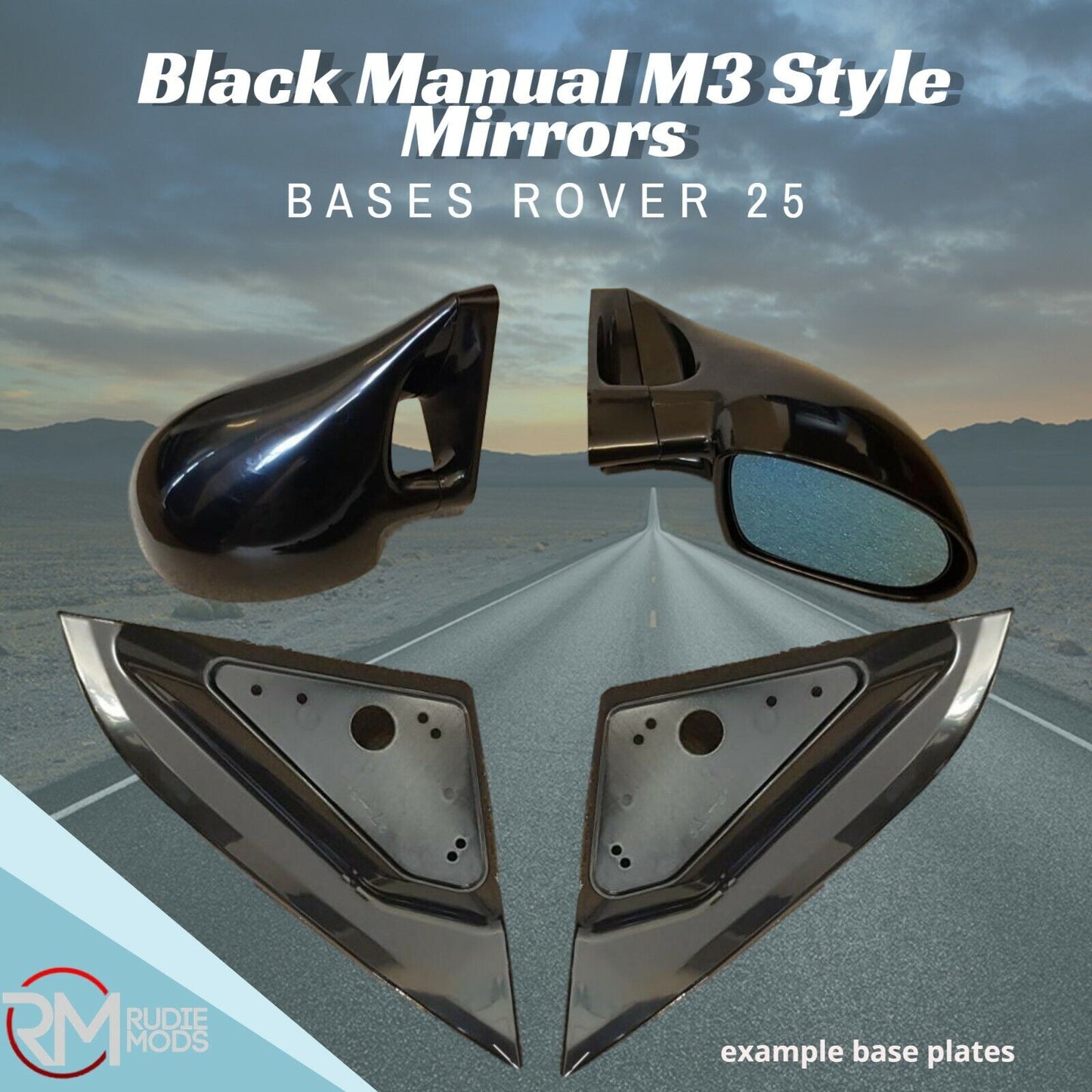 BLACK MANUAL M3 DOOR MIRRORS + BASES ROVER 25