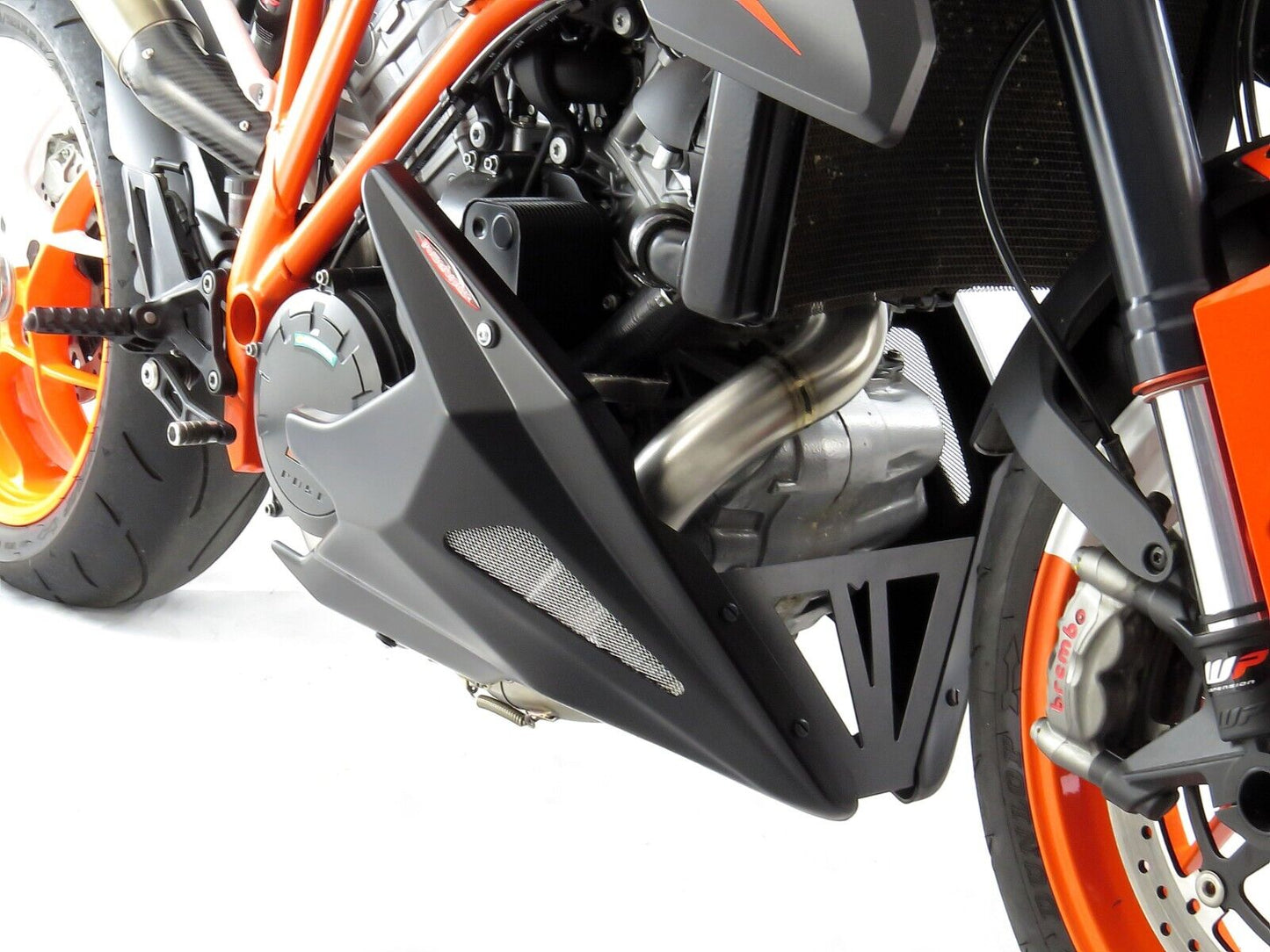 Belly Pan Lower KTM 1290 SUPER DUKE R 14-19, GT 16-23  MATTE BLACK - SILVER MESH
