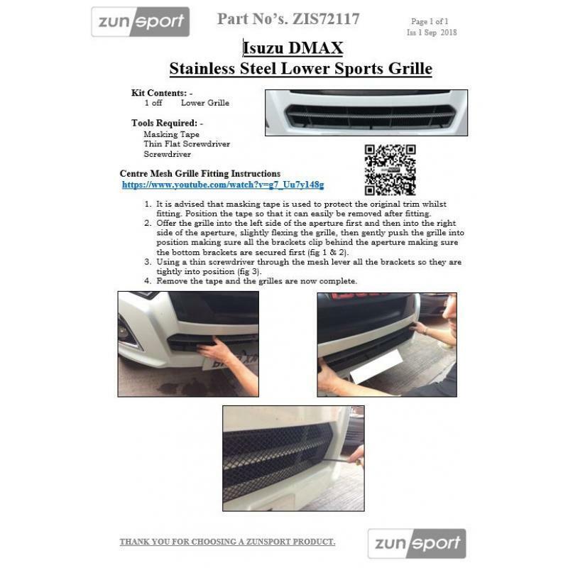 Zunsport Black Grille compatible with Isuzu DMAX - Front Grille Set (2017 - )