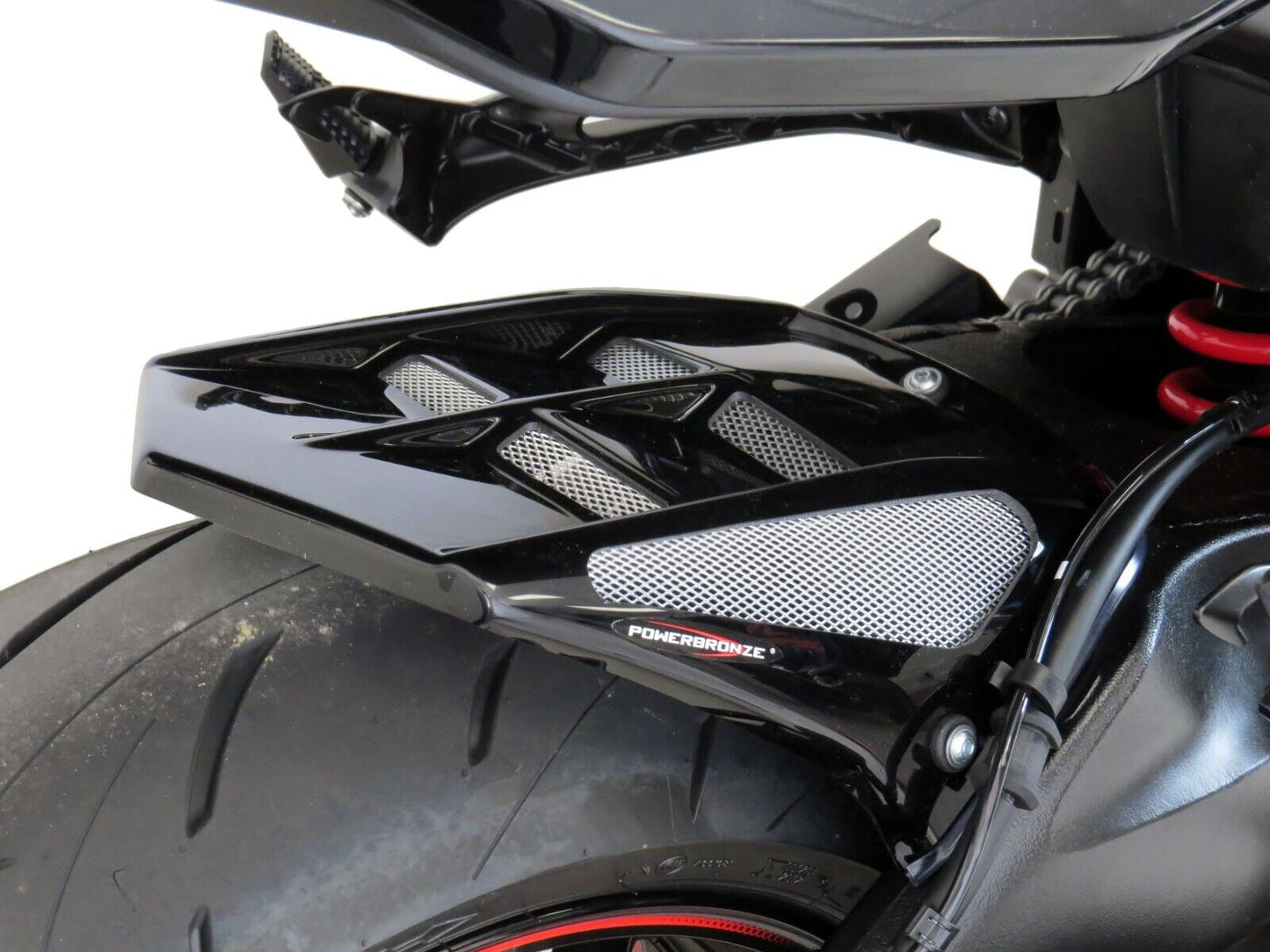 CARBON LOOK - SILVER MESH Hugger Rear Fender Mud Guard SUZUKI Katana 2019 - 2024