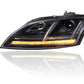 Audi TT 2006-2009 8J Black LED DRL Headlights Sequential Indicator - Xenon