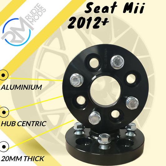 BLACK Seat Mii 2012 on 4x100 20mm Hubcentric Wheel spacers 1 pair inc bolts
