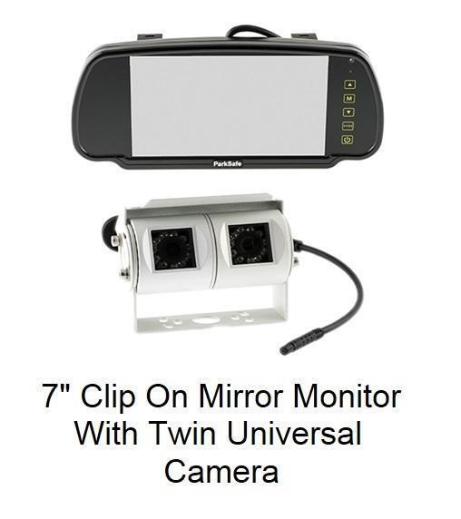 Parksafe PS7006C09W 7" clip on mirror monitor and twin Universal Rear cameras