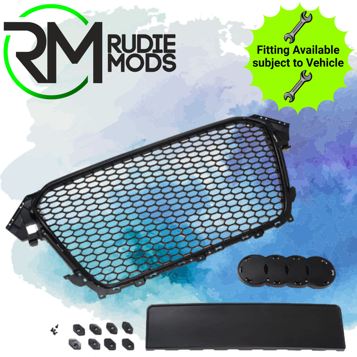 Audi A4 B8.5 Model 2012-2015 With PDC Gloss Black Honeycomb Debadged Grill